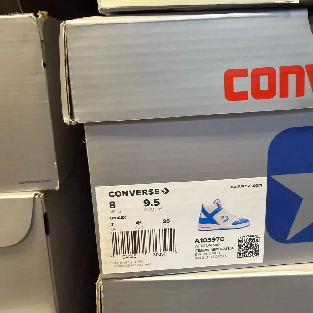 CONVERSE WEAPON MEN'S 8 MID UNC LARRY BIRD MAGIC JOHNSON NIB A10597C WHITE BLUE - Picture 6 of 6
